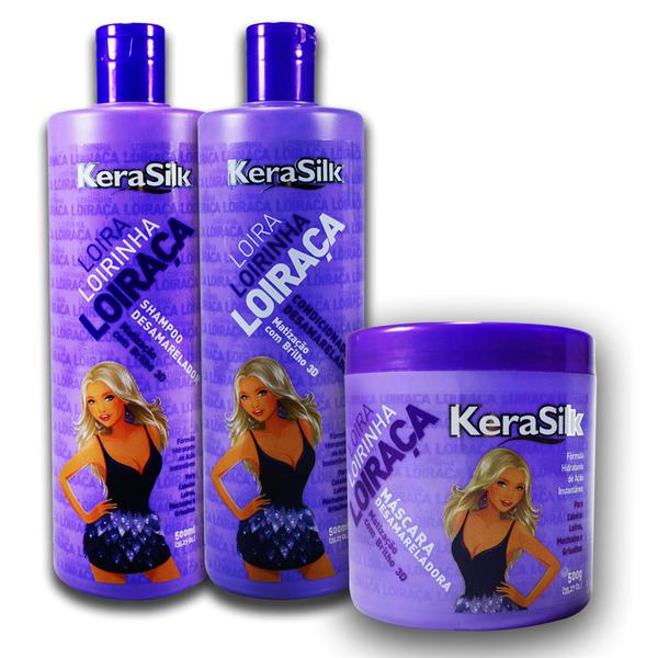 INATIVO Kerasilk - Kit Shampoo + Condicionador + Máscara Loira Loirinha Loiraça - KeraSilk