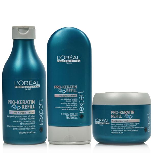 INATIVO Loreal Expert Pro-Keratin Refill Kit Home Care Shampoo, Condicionador e Máscara - Loreal Professionnel