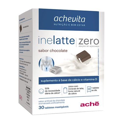 Inelatte Zero Comprimidos Mastigáveis com 30 Unidades Sabor Chocolate