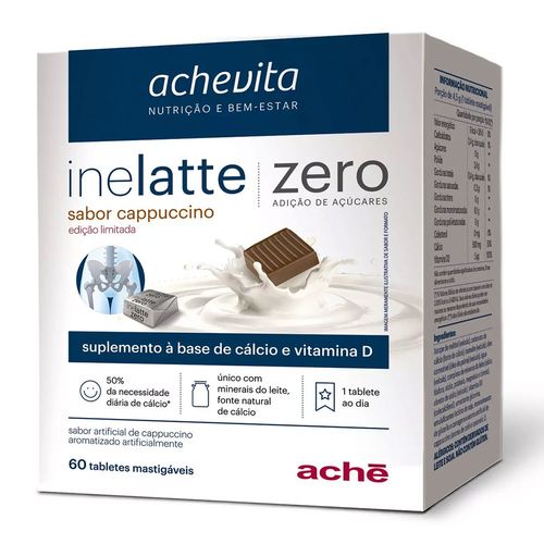 Inelatte Zero Sabor Cappuccino C/ 60 Tabletes Mastigáveis