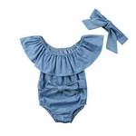 Infante bonito recém-nascido Toddle Bebés Meninas Frente bowknot Bodysuit Ruffle mangas Jumpsuit roupas de verão roupas de algodão 0-24M