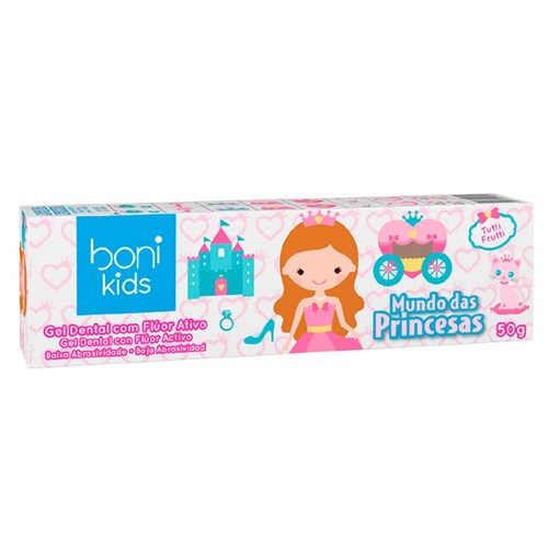 Infantil Gel Dental Boni Kids Mundo das Princesas Tutti Frutti 50GR