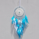 Início Dream Catcher Blue Sea dois círculos pendurado pingente indiana Handmade penas Wind Chimes