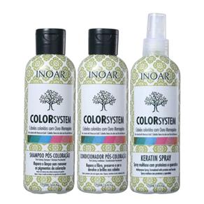 INOAR Kit Color System Shampoo Condicionador e Keratin Spray Pós-Coloração - 3x250ml