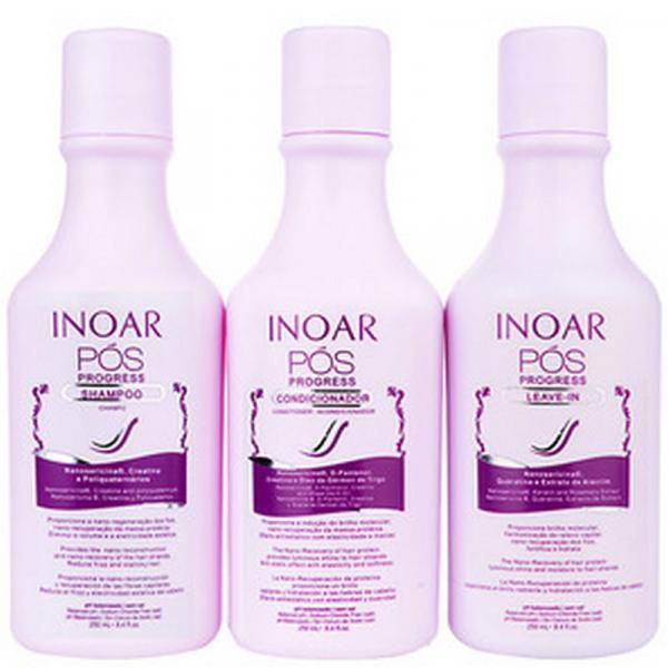 Inoar - Kit Pós Progressiva Shampoo, Condicionador e Leave-In (3 Produtos) - Inoar
