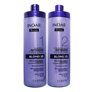Inoar Oxyfree Kit Shampoo e Condicionador Matizador Blond 3D 1L
