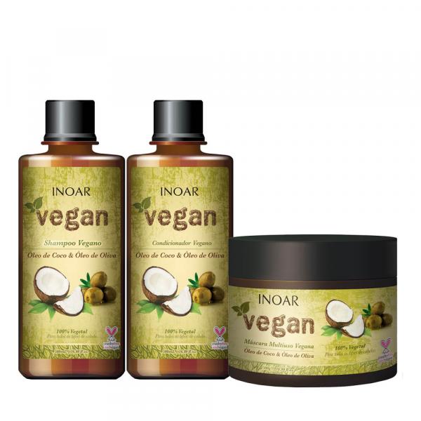 INOAR Vegan Kit Shampoo Condicionador e Máscara Vegano - 3x500ml