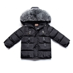 Winter Kid Thicken Cotton Hoodie Coat Furry Collar Zipper Boy Girl Overcoat