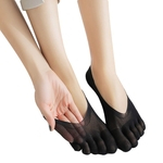 Invisible Color Solid Five Toes Women Silicone Anti-skid Respirável Meias De Algodão