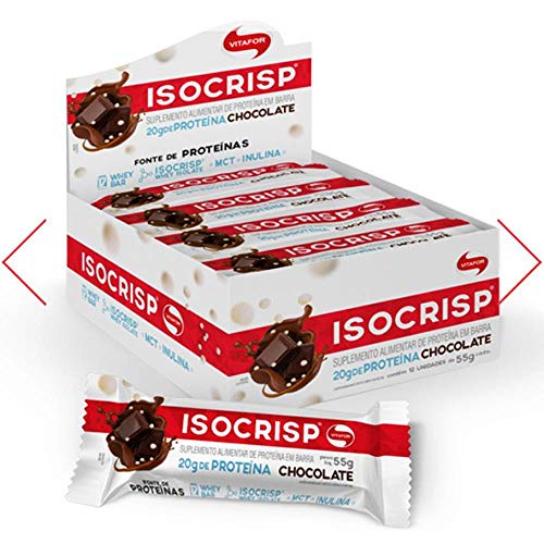 Isocrisp Whey Bar - 12 Unidades 55g Chocolate - Vitafor, Vitafor