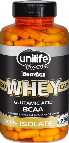 Isowhay Cap 100 Whey Protein Unilife 250 Capsulas 550mg