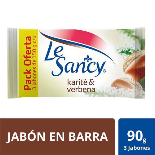 Jabón En Barra Le Sancy 3 Unid de 90 G C/u, Verbena&Karité