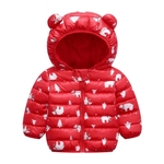 Jaqueta Bebê Infantil Acolchoada Capuz Inverno Ultra Leve Quente Cor Vermelho Tamanho 90cm