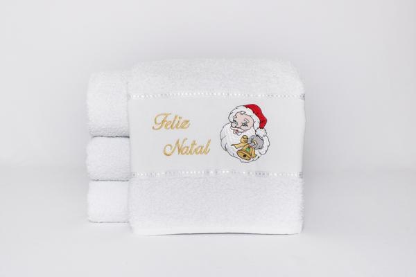 Jogo de Banho 4 Peças Bordada Natal Branco - Feliz Natal Papai Noel - Garmisch