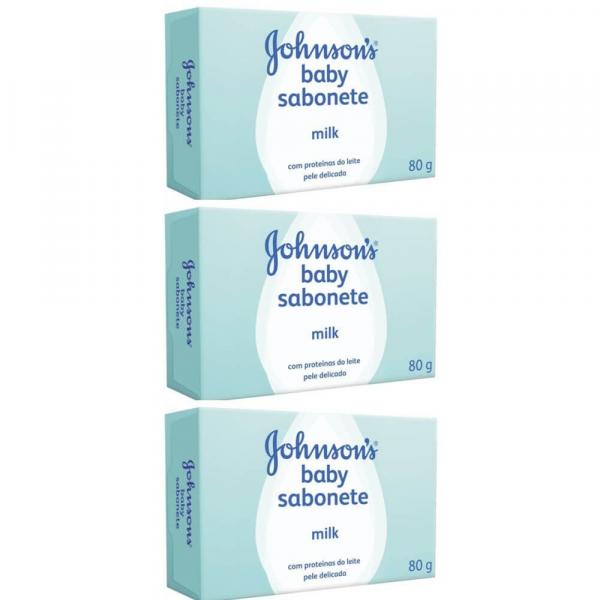 Johnsons Baby Milk Sabonete 80g (Kit C/03)