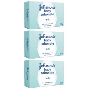 Johnsons Baby Milk Sabonete 80g - Kit com 03