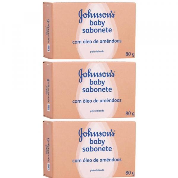 Johnsons Baby Óleo de Amêndoas Sabonete 80g (Kit C/03)