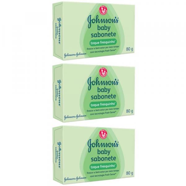 Johnsons Baby Toque Fresquinho Sabonete 80g (Kit C/03)