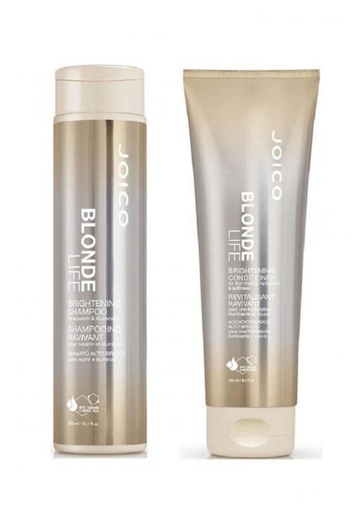 Joico Shampoo Blonde Life Brightening Sem Sulfato 300ml + Condicionador 250ml Caramelo