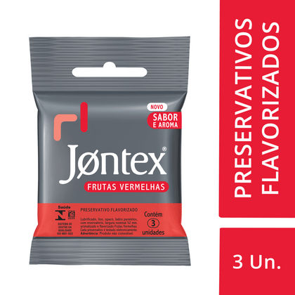 Jontex Preservativo Camisinha Frutas Vermelhas 3 Unidades