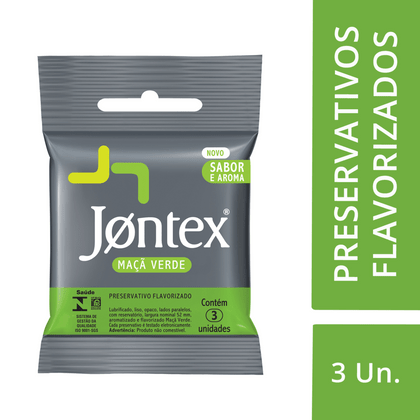 Jontex Preservativo Camisinha Maça Verde 3 Unidades