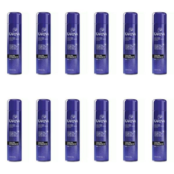 Karina Crystal Complex Hair Spray Extra Forte 400ml (Kit C/12)