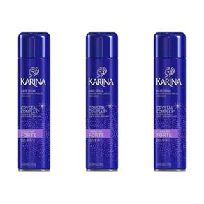 Karina Crystal Complex Hair Spray Forte 400ml - Kit com 03