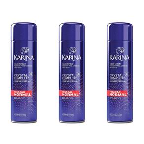 Karina Crystal Complex Hair Spray Normal 400ml - Kit com 03