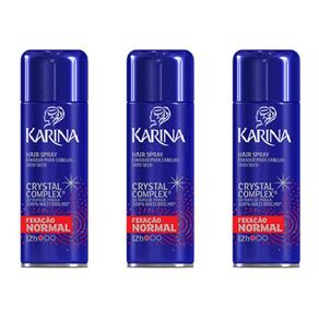 Karina Crystal Complex Hair Spray Normal 250ml - Kit com 03