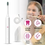 KCASA Sonic Electric Whitening Polish Toothbrush Type-C IPX7 Massagem Limpa Oral Care Com Suporte