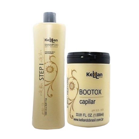 Kellan Profissional Shampoo Step 1lt + Botox Tratamento Capilar 1kg
