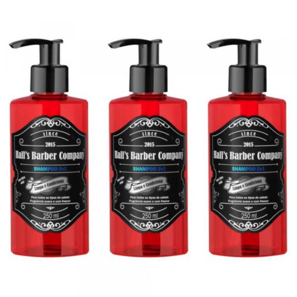 Kelma Halls Barber Shampoo Cabelo e Barba 2em1 250ml (Kit C/03)