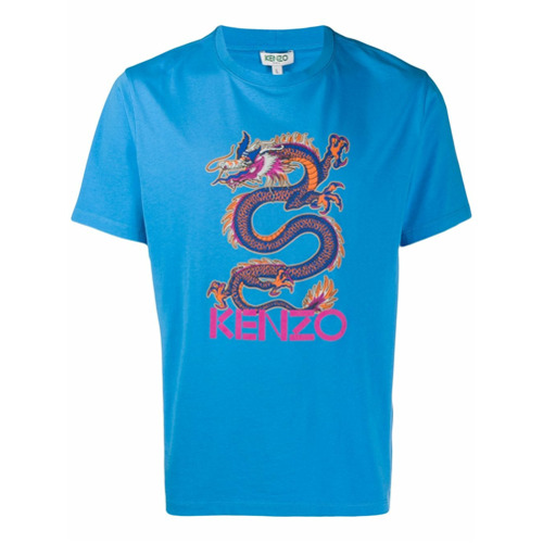 Kenzo Camiseta com Estampa de Dragão - Azul