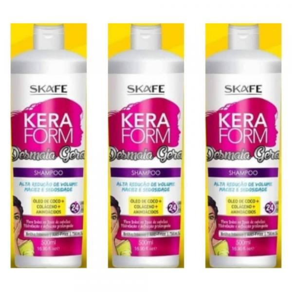 Keraform Desmaia Geral Shampoo 500ml (Kit C/03)
