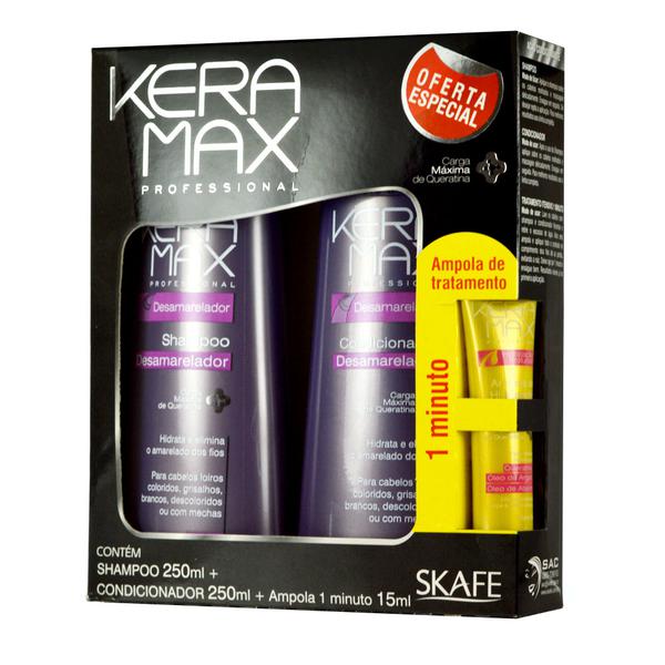 Keramax Desamarelador - Kit Shampoo + Condicionador + Ampola - Skafe