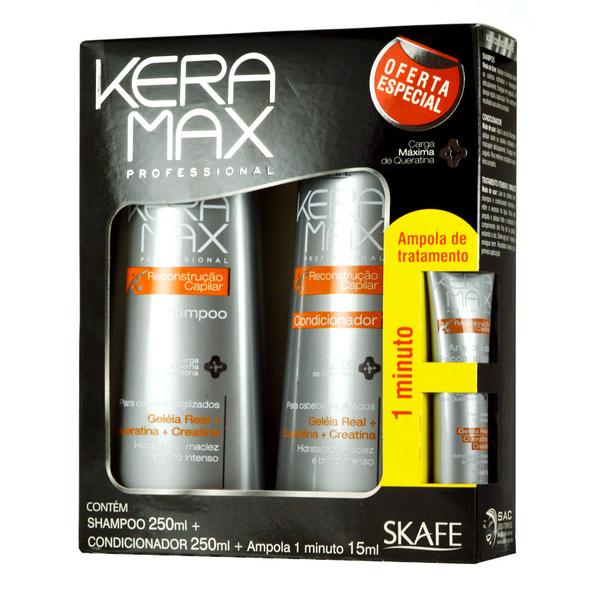Keramax Reconstrução Capilar - Kit Shampoo + Condicionador + Ampola - Skafe