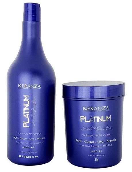 Keranza Platinum Shampoo e Máscara Matizadora Profissional 1L - Keranza Profissional