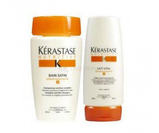 Kérastase Kit Duo Nutritive Irisome Shampoo Bain Satin 1 (250ml) + Condicionador Lait Vital (200ml) - Kerastase