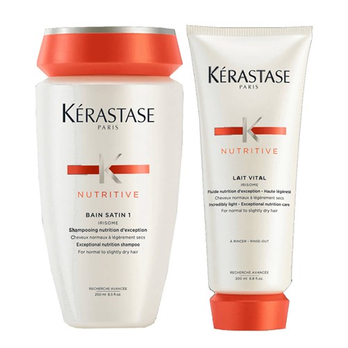 Kérastase Kit Duo Nutritive Irisome Shampoo Bain Satin 1 250Ml + Condicionador Lait Vital 200Ml