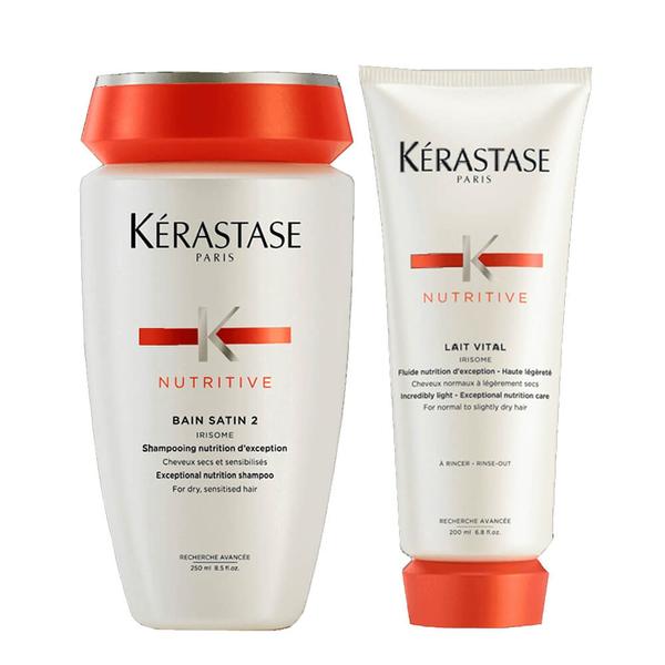 Kerastase Kit Duo Nutritive Irisome Shampoo Bain Satin 2 250ml + Condicionador Lait Vital 200ml - Kérastase