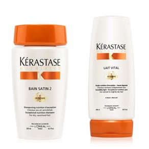 Kerastase Kit Duo Nutritive Irisome Shampoo Bain Satin 2 (250ml) + Condicionador Lait Vital (200ml)