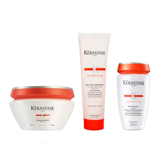 Kérastase Nutritive e Nectar Thermique Kit - Shampoo 250ml + Leave-In 150ml + Máscara de Tratamento 200ml