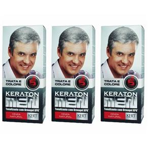 Keraton Men Tonalizante Cinza Natural 30ml - Kit com 03