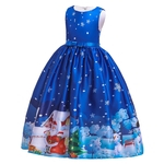 Kid Girl Dress Papai Noel do Natal do boneco de neve bowknot Printing Princess Party Gown