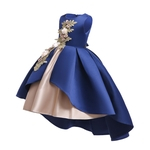 Kid menina 3D Flores Cor bordado Matching Formal Dress