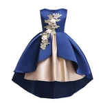 Kid menina de flores da cor 3D bordado Matching Formal Dress