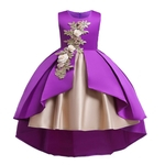 Kid menina de flores da cor 3D bordado Matching Formal Dress