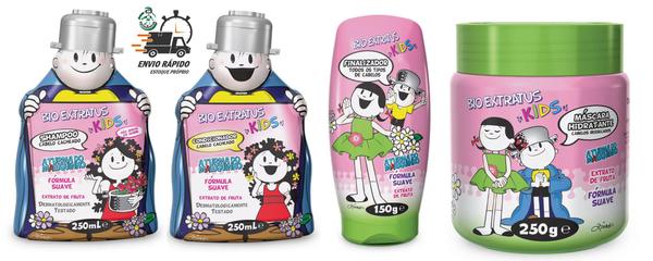 Kids Bio Extratus Cacheados Shampoo Cond Máscara Finalizador