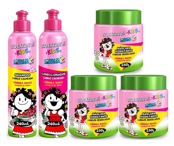 Kids para Cabelo Cacheado Shampoo + Condicionador 240ml + 3 Máscara 250g Bio Extratus