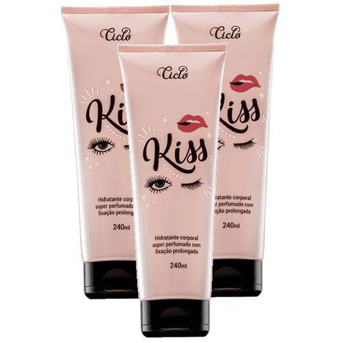 Kiss Loção Hidratante Super Perfumada 240ml Ciclo Cosméticos Pack com 3 Un